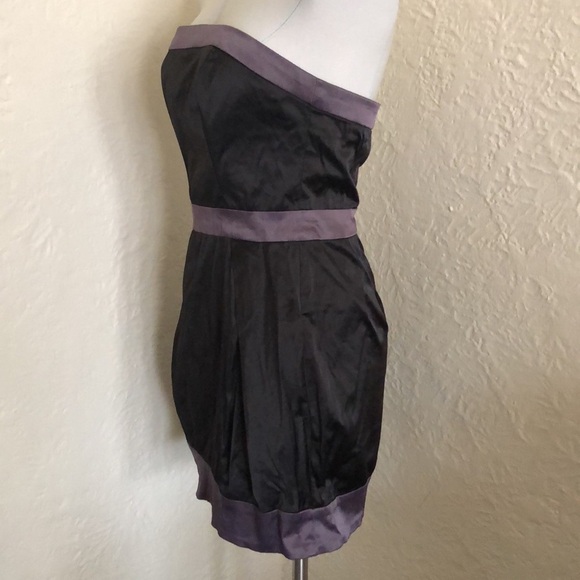 Grass Black Gray Satin Strapless Party Going Out Dress M - Picture 4 of 12